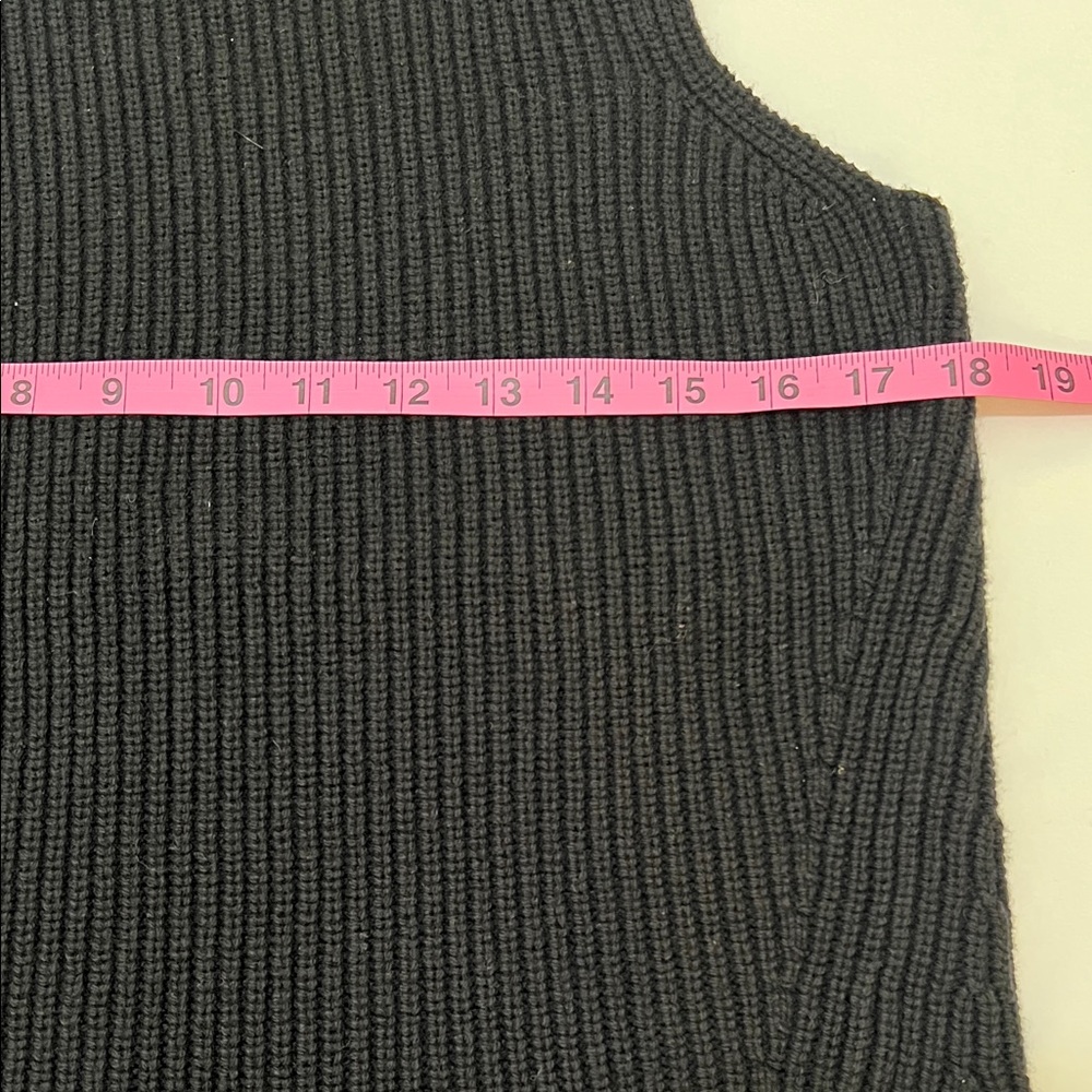 LOFT Black Sleeveless Quite Luxury Mock Neck Vertical Ribbed Decorative Sweater - Picture 12 of 13
